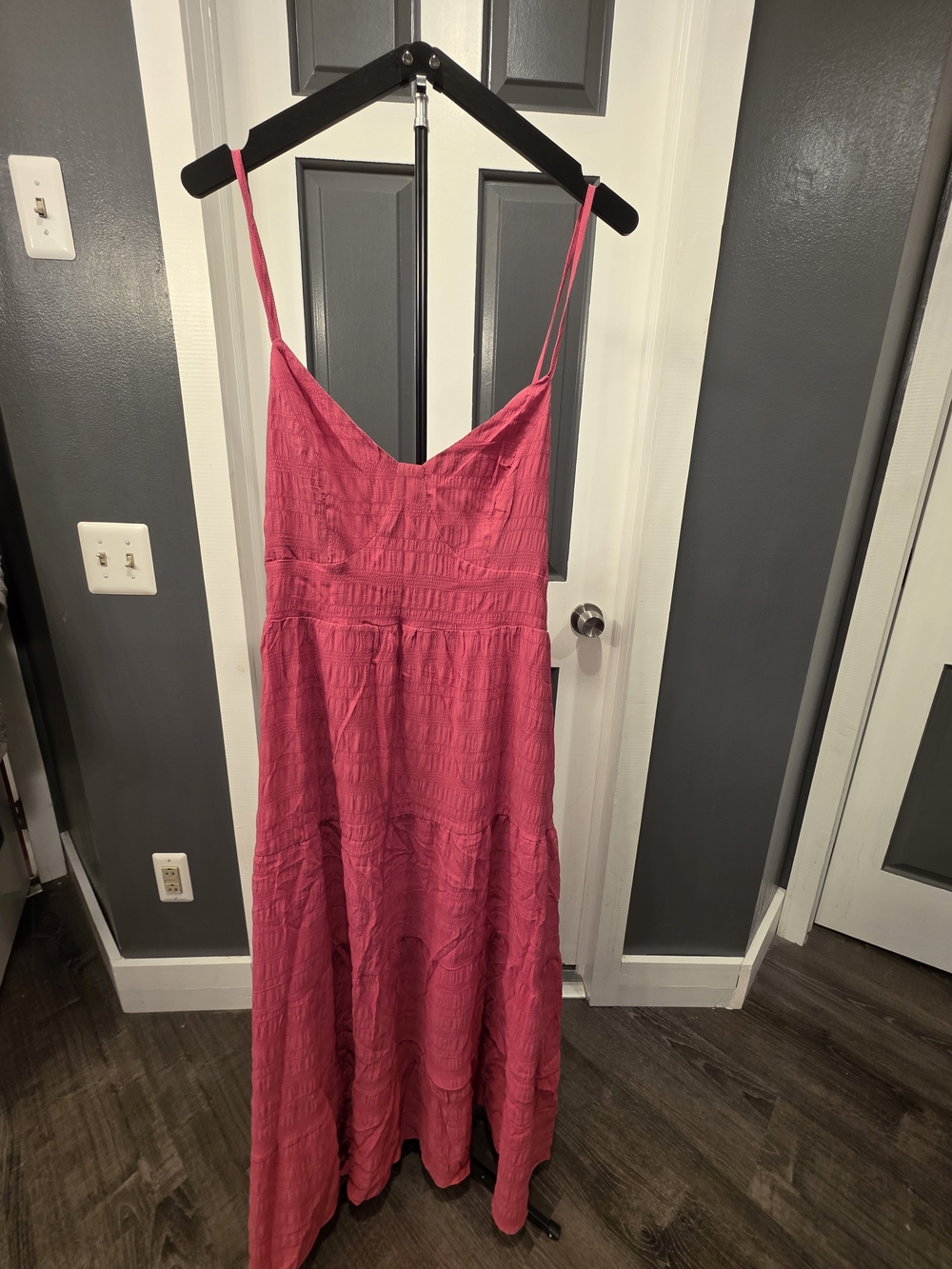 SHEIN Hot Pink Textured Spaghetti-Strap Maxi Dress